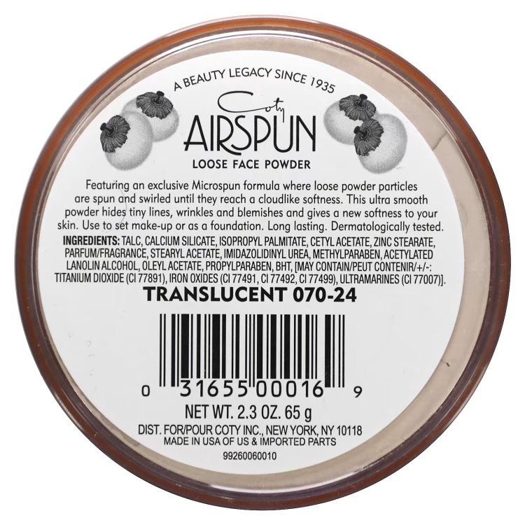 Airspun, Loose Face Powder, Translucent 070-24, 2.3 oz (65 g)