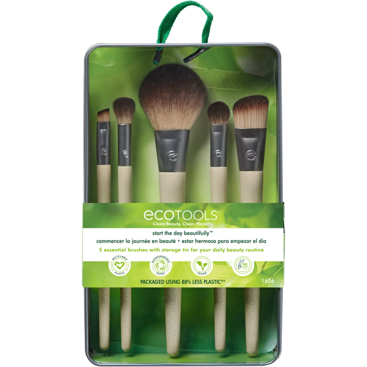 EcoTools, Start The Day Beautifully Brush Set, 5 Piece Set & Storage Tin