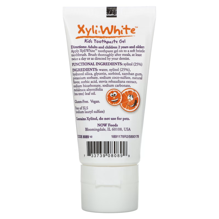 NOW Foods, Solutions, Xyli-White, Kids Toothpaste Gel, Orange Splash, 3 oz (85 g)