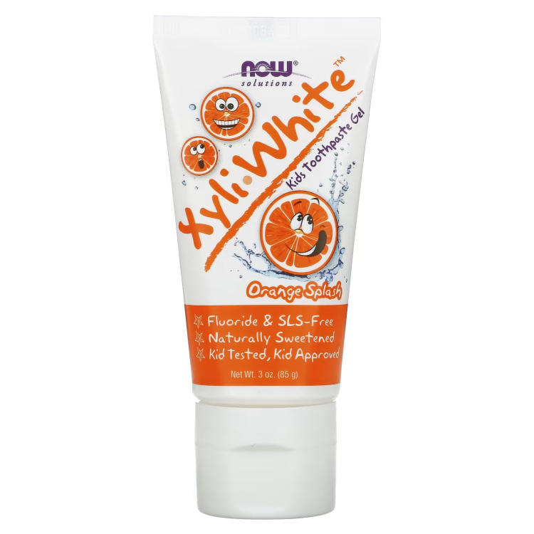 NOW Foods, Solutions, Xyli-White, Kids Toothpaste Gel, Orange Splash, 3 oz (85 g)