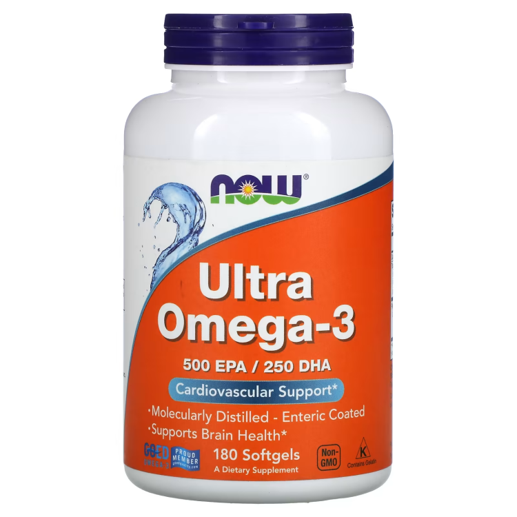 NOW Foods, Ultra Omega-3, 500 EPA / 250 DHA, 180 Enteric Coated Softgels