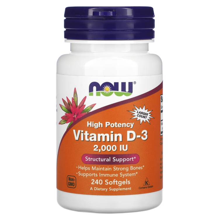 NOW Foods, Vitamin D-3 , 50 mcg (2,000 IU), 240 Softgels