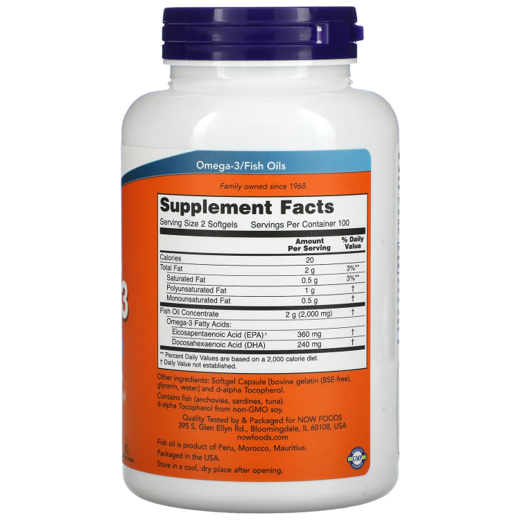 NOW Foods, Omega-3, 180 EPA /120 DHA, 200 Softgels