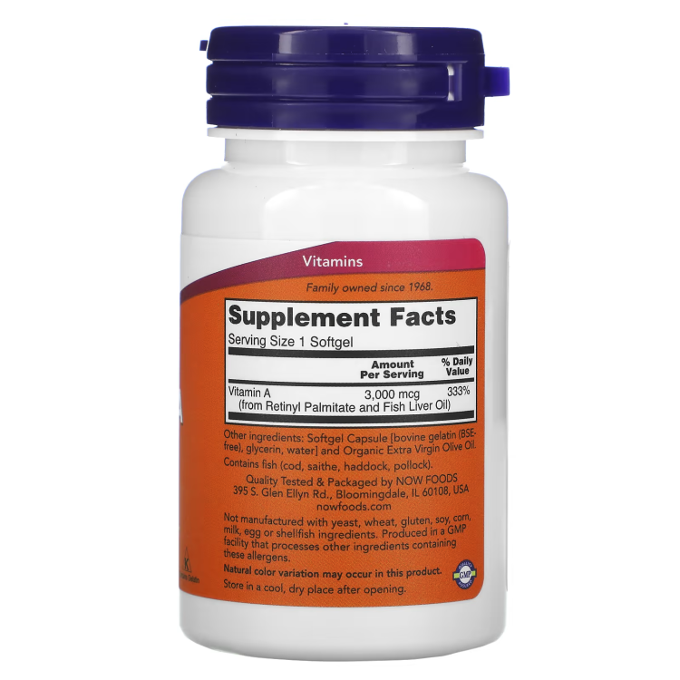 NOW Foods, Vitamin A, 10,000 IU, 100 Softgels