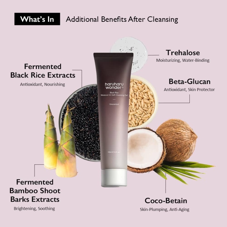 Haruharu WONDER, Black Rice Moisture 5.5 Soft Cleansing gel غسول جل الارز الاسود 