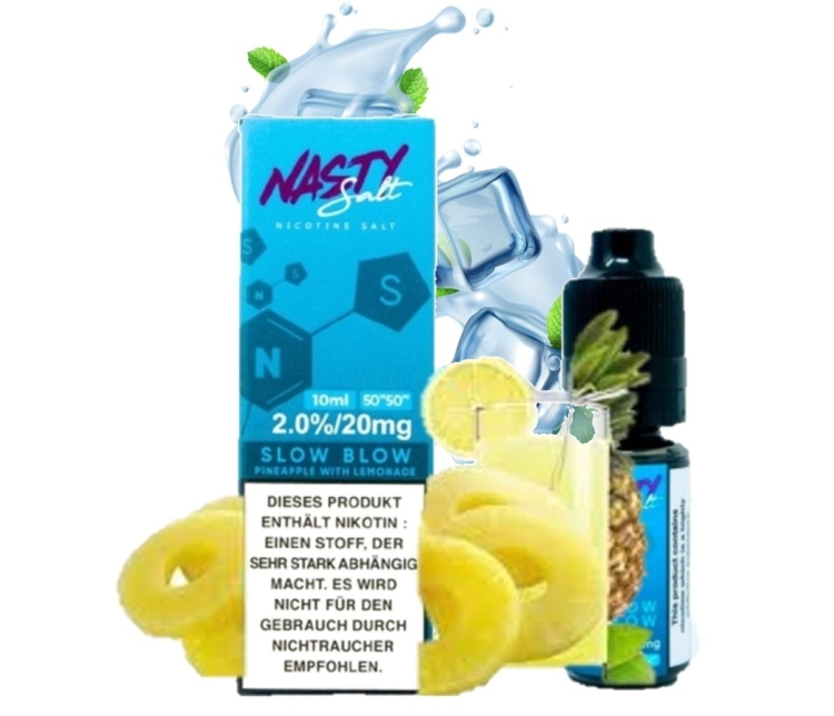 Nasty Slow Blow Ice (Iced Pineapple  Lemonade) SaltNic  Vape Juice